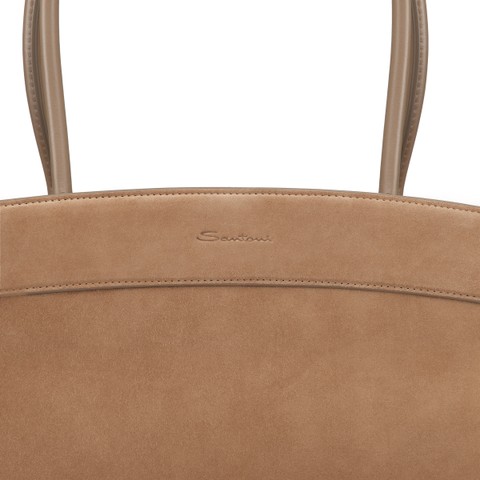 Borsa a spalla in suede beige - Santoni - 6