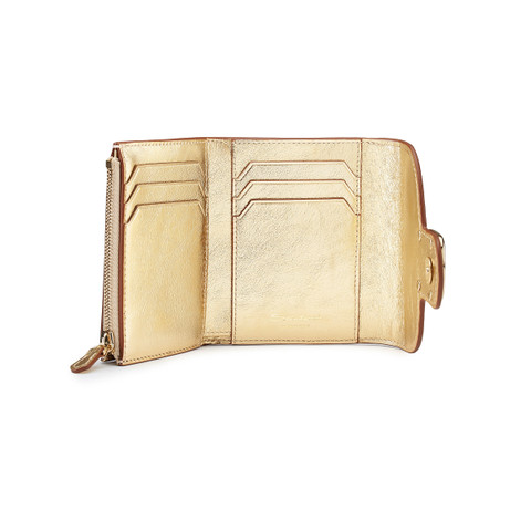 Gold laminated leather wallet with coin pocket - Santoni - 3