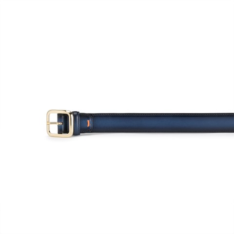 Blue leather adjustable belt - Santoni - 3