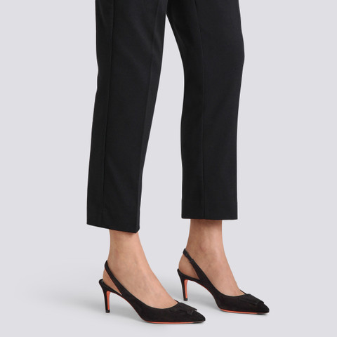 Schwarze Santoni-Slingbacks Sibille für Damen aus Wildleder mit mittelhohem Absatz - Santoni - 2