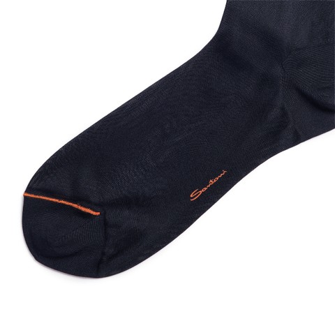 Blue silk highsocks - Santoni - 2