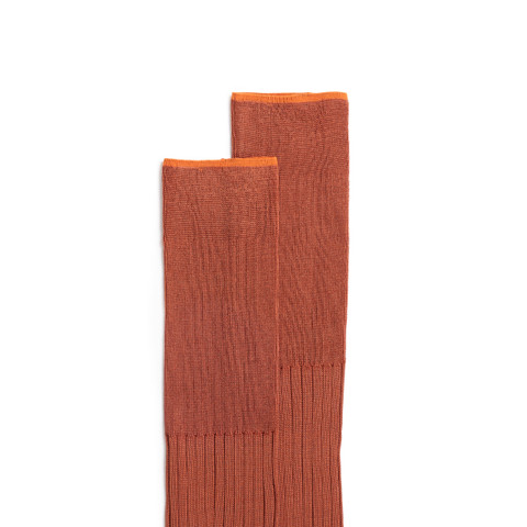 Brown Filo di Scozia mercerised cotton high socks - Santoni - 3