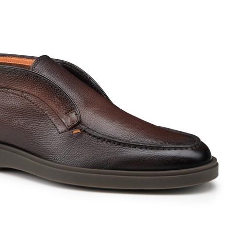 Men's dark brown tumbled leather desert boot - Santoni - 5