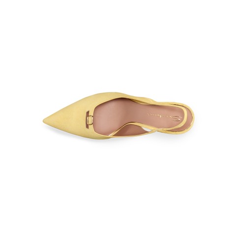 Slingback tacco alto da donna in suede giallo - Santoni - 4