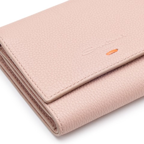 Pink tumbled leather wallet - Santoni - 5