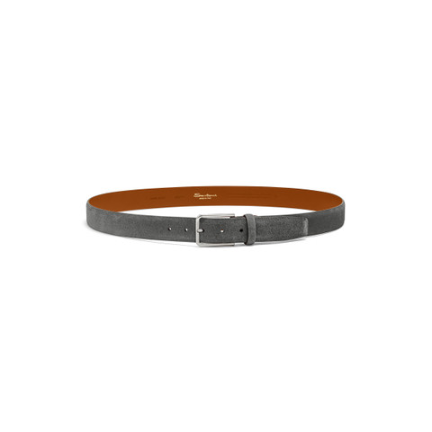 Men's grey suede adjustable belt - Santoni - 3