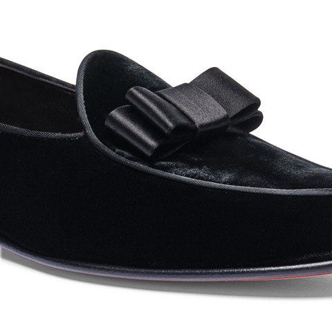 Men's black velvet Andrea loafer - Santoni - 6