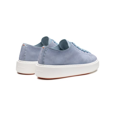 Women's light blue suede sneaker - Santoni - 4