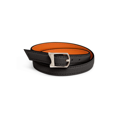 Black tumbled leather bracelet - Santoni - 1