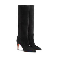 Stivale tacco alto da donna in suede nero - Santoni - 2