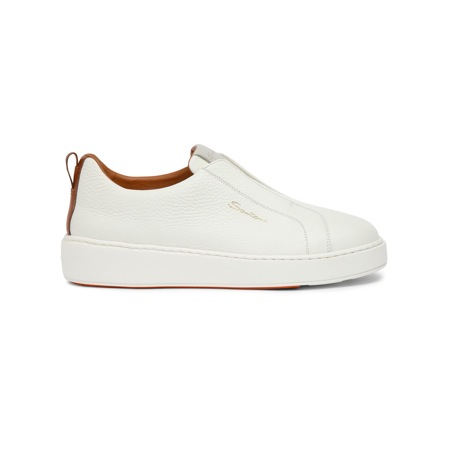 Santoni Sneaker slip-on da donna in pelle bottalata bianca
