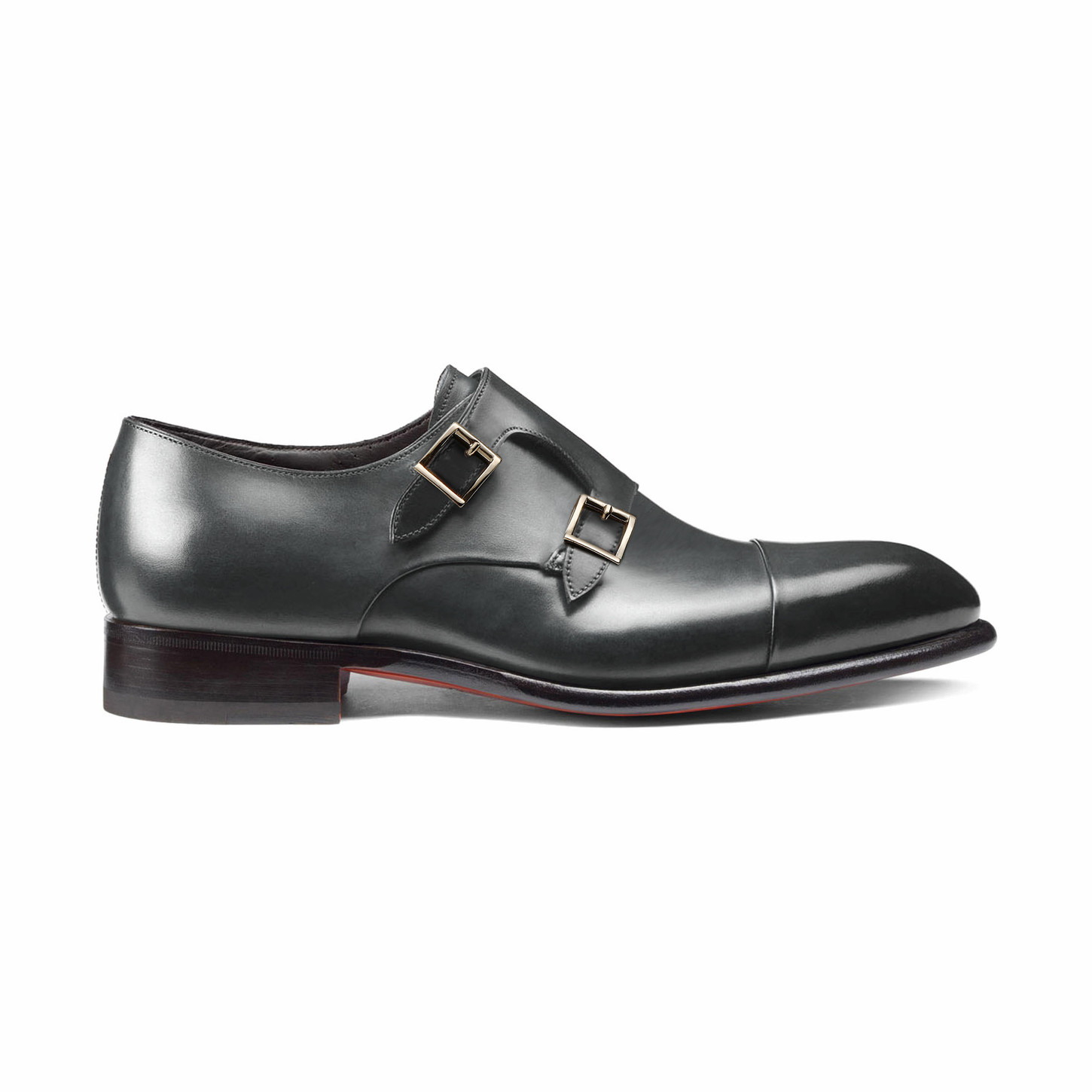 Santoni Doppia fibbia da uomo in pelle grigia