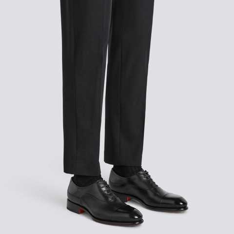 Men's polished black leather Oxford shoe - Santoni - 2