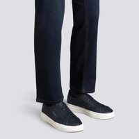 Men's blue tumbled leather double buckle sneaker - Santoni - 2