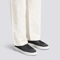 Men's blue tumbled leather double buckle sneaker - Santoni - 2