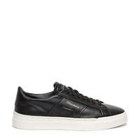 Men's black leather Double Buckle Sneaker - Santoni - 1