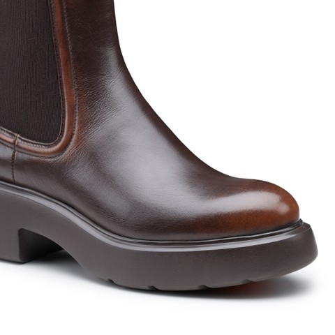 Women's dark brown leather Easy ankle boot - Santoni - 5