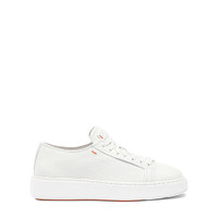 Women's white tumbled leather sneaker - Santoni - 1