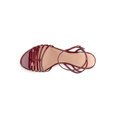 Sandale &agrave; talon haut en cuir rouge pour femme - Santoni - 4