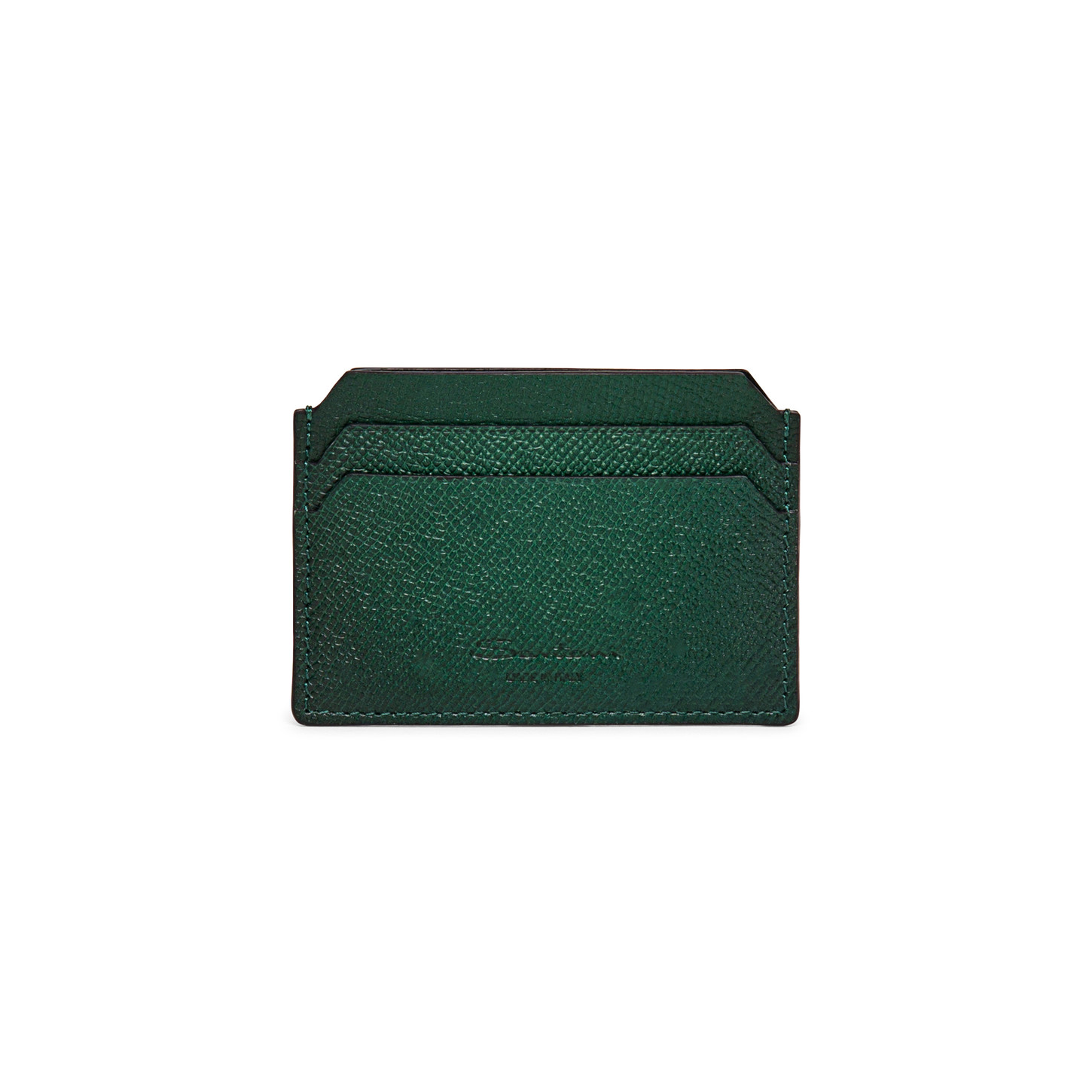 Santoni Porta carte di credito in saffiano verde