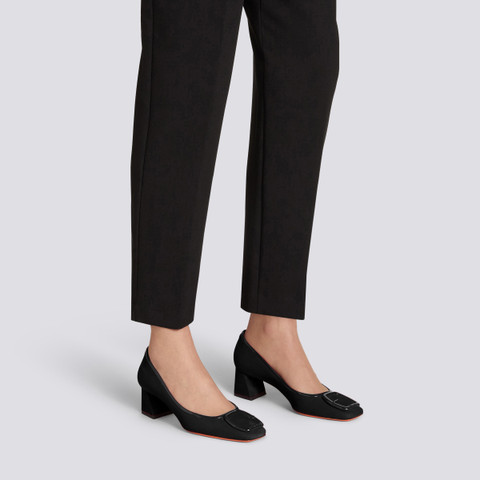 Zapatos de salón de tacón mediano de mujer de ante negro - Santoni - 2