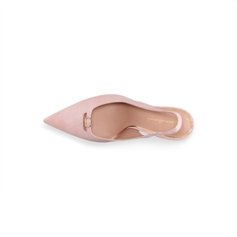 Slingback tacco alto da donna in suede rosa - Santoni - 4