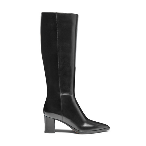 Women's black leather mid-heel boot - Santoni - 1