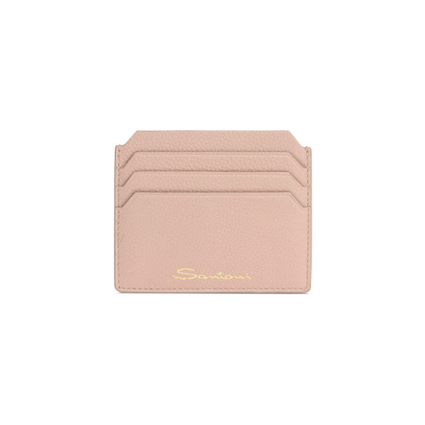 Pink tumbled leather credit card holder - Santoni - 1
