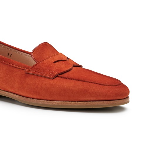 Women's orange suede Carla loafer - Santoni - 5