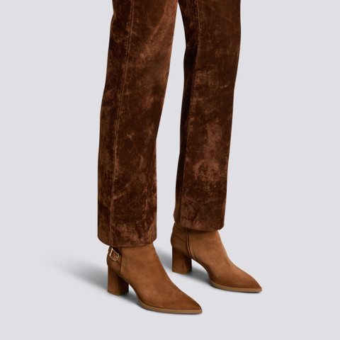 Women's light brown suede mid-heel ankle boot - Santoni - 2