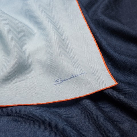 Blue silk scarf - Santoni - 4