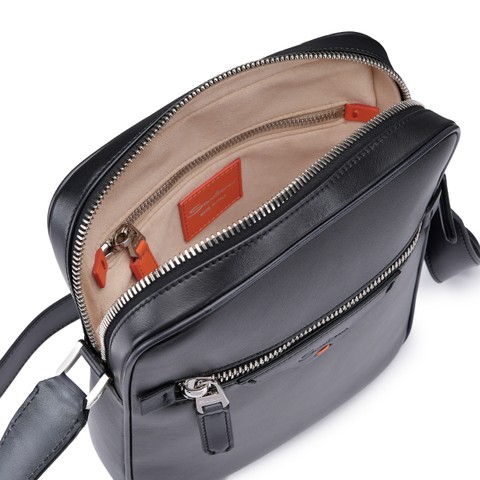 Sac &agrave; bandouli&egrave;re en cuir noir - Santoni - 3
