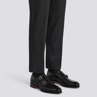 Men's polished black leather double monk straps shoe - Santoni - 2