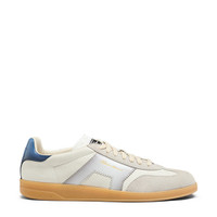 Men's white, grey and blue leather and suede DBS Oly sneaker - Santoni - 1