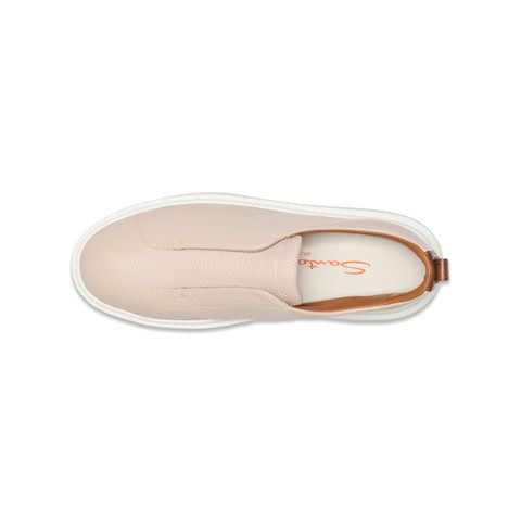 Women's pink tumbled leather slip-on sneaker - Santoni - 5