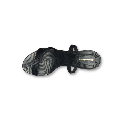 Schwarze Sandalen für Damen aus Leder mit mittelhohem Absatz - Santoni - 3