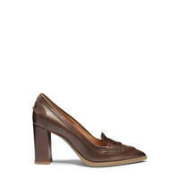 Women's brown leather high-heel pump - Santoni - 1
