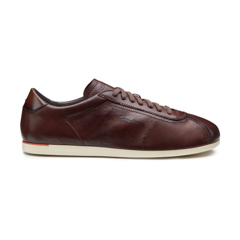 Men's dark brown leather sneaker - Santoni - 1