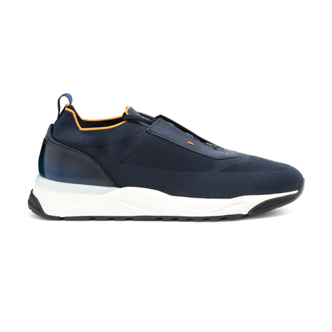 Men's blue stretch knit sneaker - Santoni - 1