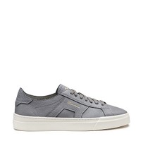 Men's grey tumbled leather Double Buckle Sneaker - Santoni - 1