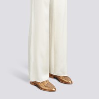 Women's gold laminated leather penny loafer - Santoni - 2