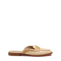 حذاء ميول نسائي من القماش والجلد بلون بيج - Santoni - 1