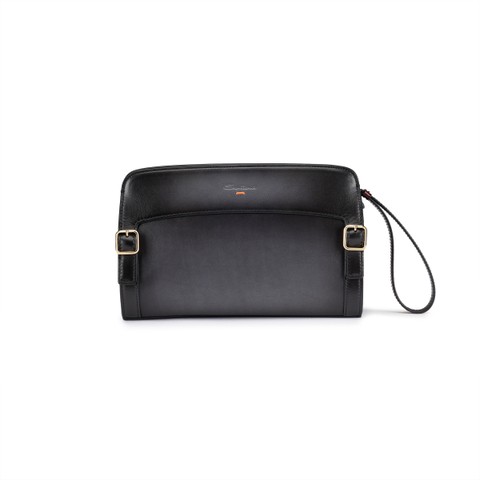 Sac &agrave; bandouli&egrave;re en cuir gris - Santoni - 1