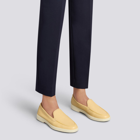 Women's yellow tumbled leather loafer - Santoni - 2