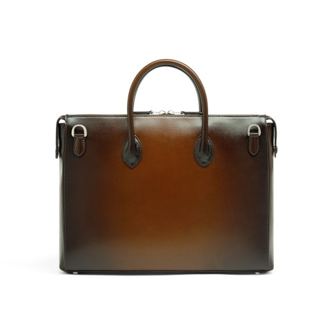 Dark brown leather laptop bag - Santoni - 3