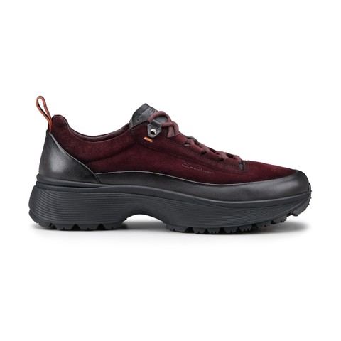 Men's burgundy leather and suede Easy Bounce Mountain sneaker - Santoni - 1