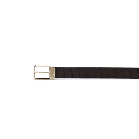 Dark brown alligator nubuck belt - Santoni - 2