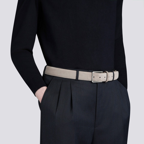 Men's taupe suede adjustable belt - Santoni - 2