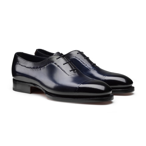 Men's blue leather Meraviglia Collection Oxford shoe - Santoni - 2