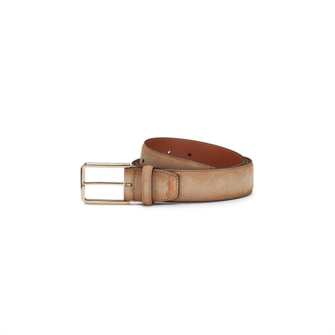 Brown suede adjustable belt - Santoni - 1